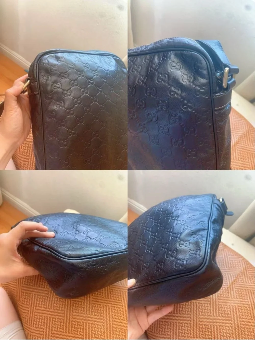 Gucci Micro GG Black-Brown Leather Crossbody Messenger Bag
